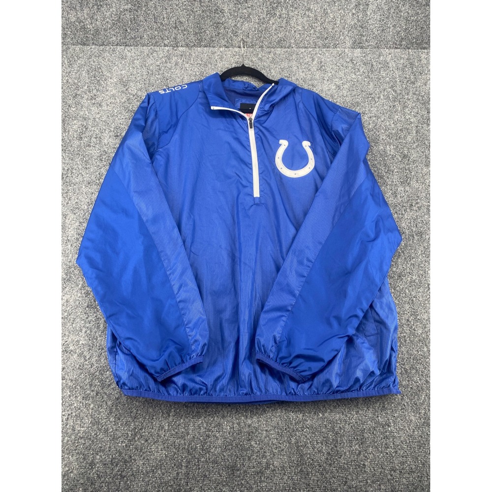 NFL Indianapolis Colts Windbreaker Jacket Mens XL Blue Quarter Zip Lightweight